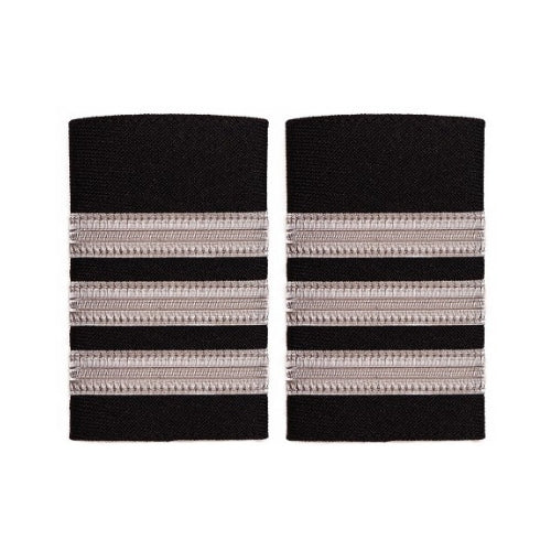 Epaulettes 3 bars Black Silver