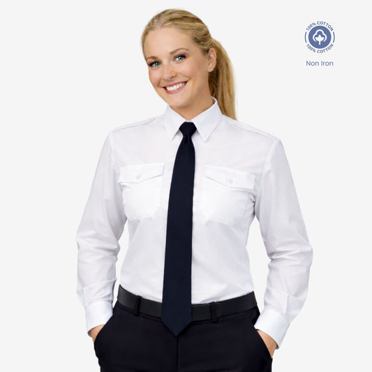 Pilot Blouse - Long Sleeve - 100% Cotton - Non Iron