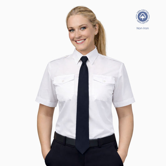 Pilot Blouse - Short Sleeve - 100% Cotton - Non Iron
